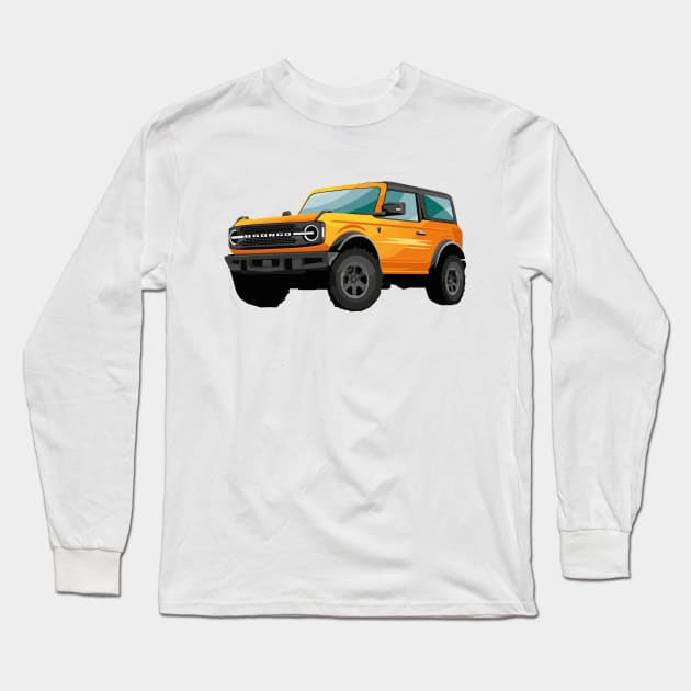 2021 Ford Bronco Yellow - Cyber Orange Metallic Long Sleeve T-Shirt by Woreth